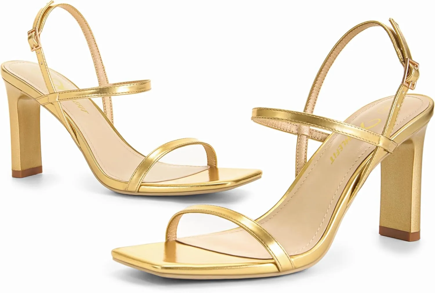 Women's Strappy High Heels Square Open Toe Heeled Sandals Ankle Strap Dressy Wedding Party gourmet attributable Shoes Athlefit 