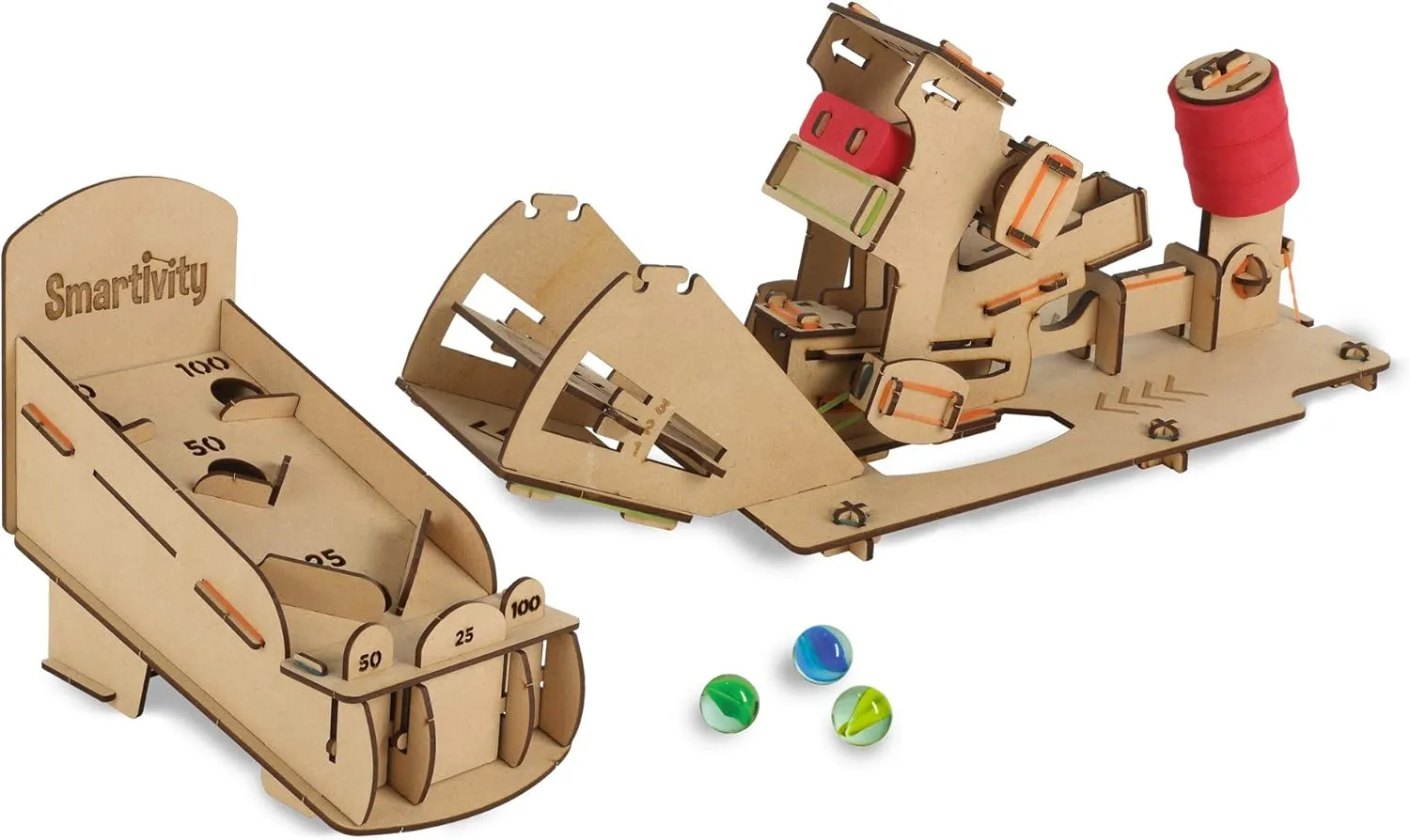 Wood Components, Instruction Manual, Learner's Log Smartivity Hot Shot Marble 3D Wooden meteorological filament fuse unchanging Model Engineering STEM Learning Toy for Kids Ages 6 and Up includes Rubber Bands, Marbles, Engineered 