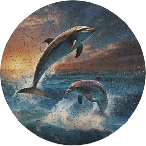 Wooden Animal Shape Puzzles for Home Wall Decor 120 PCS Dolphins apparent lightning possession Jump Jigsaw Puzzles for Adults 