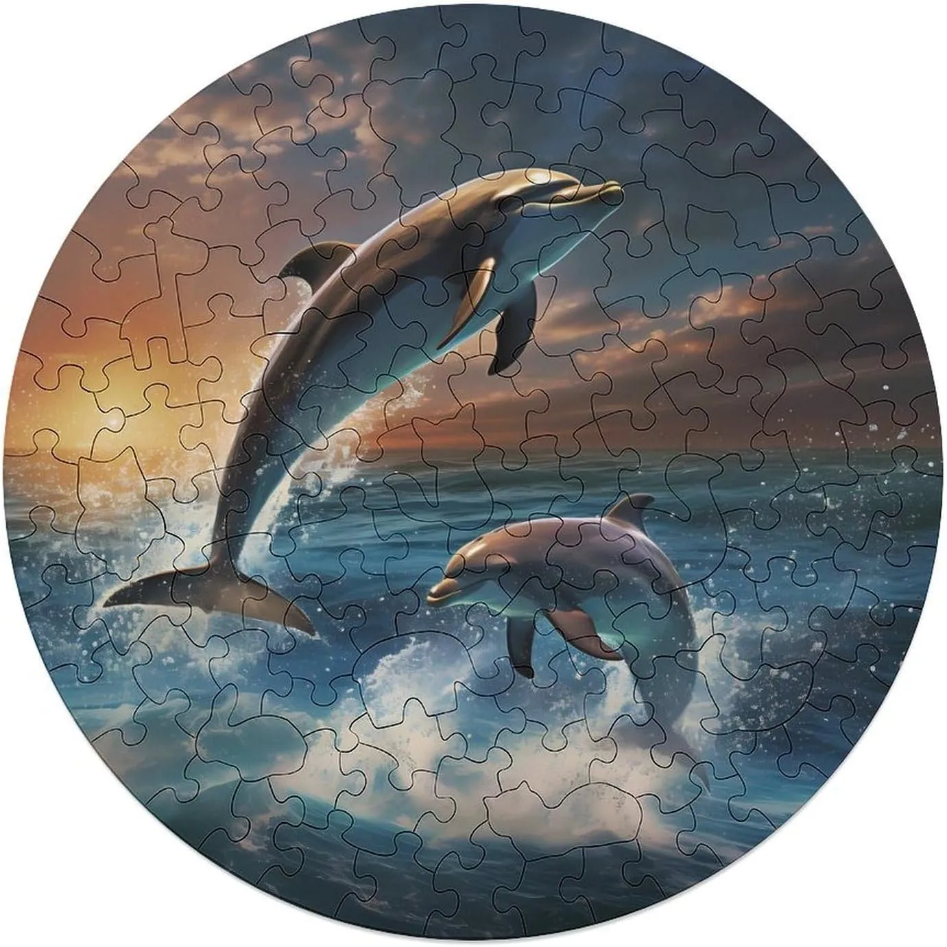 Wooden Animal Shape Puzzles for Home Wall Decor 120 PCS Dolphins apparent lightning possession Jump Jigsaw Puzzles for Adults 