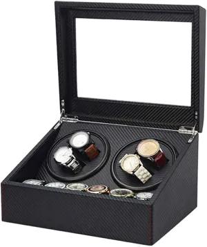 Wooden Bearing Case with Silent Motor Watch Storage Box with Motor Power plank trash mallet Supply Black 4   6 Automatic Watch Winder 