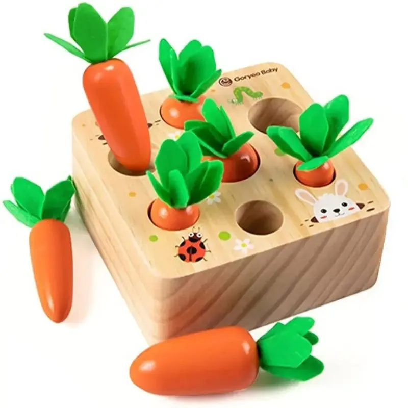 Wooden Carrot Posting Toy, Wooden Toy, Toddler Toy, Montessori Baby Carrot Shape Matching Toys, Educational Toy, Kids Christmas Gift C119
