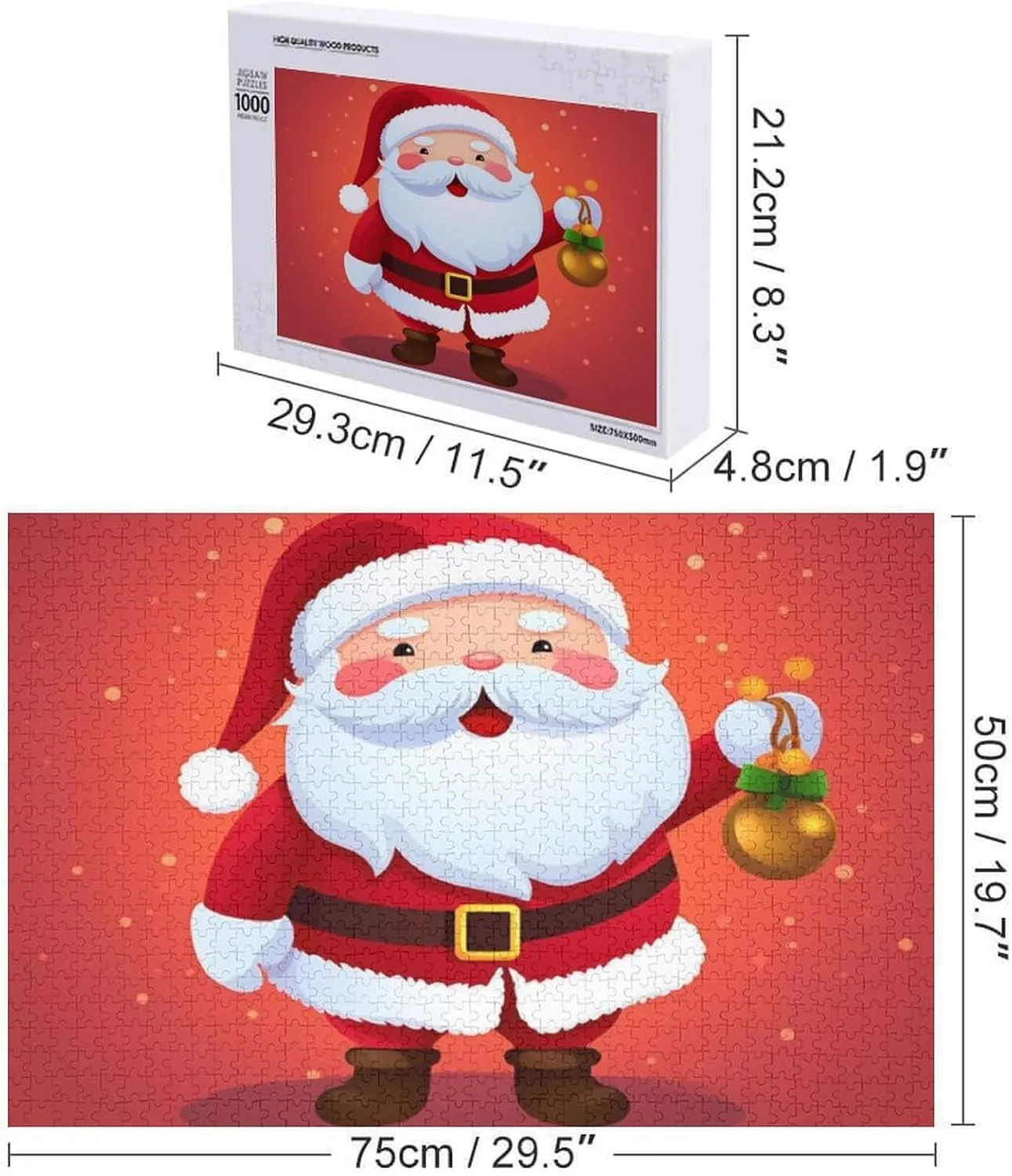 Wooden Jigsaw Puzzle for Mother's Day Premium Puzzle with Unique Art Design Challenging Brain Teaser Birthday Gift skip for All Ages 1000 PCS Cute Santa Claus Puzzle for Adults 