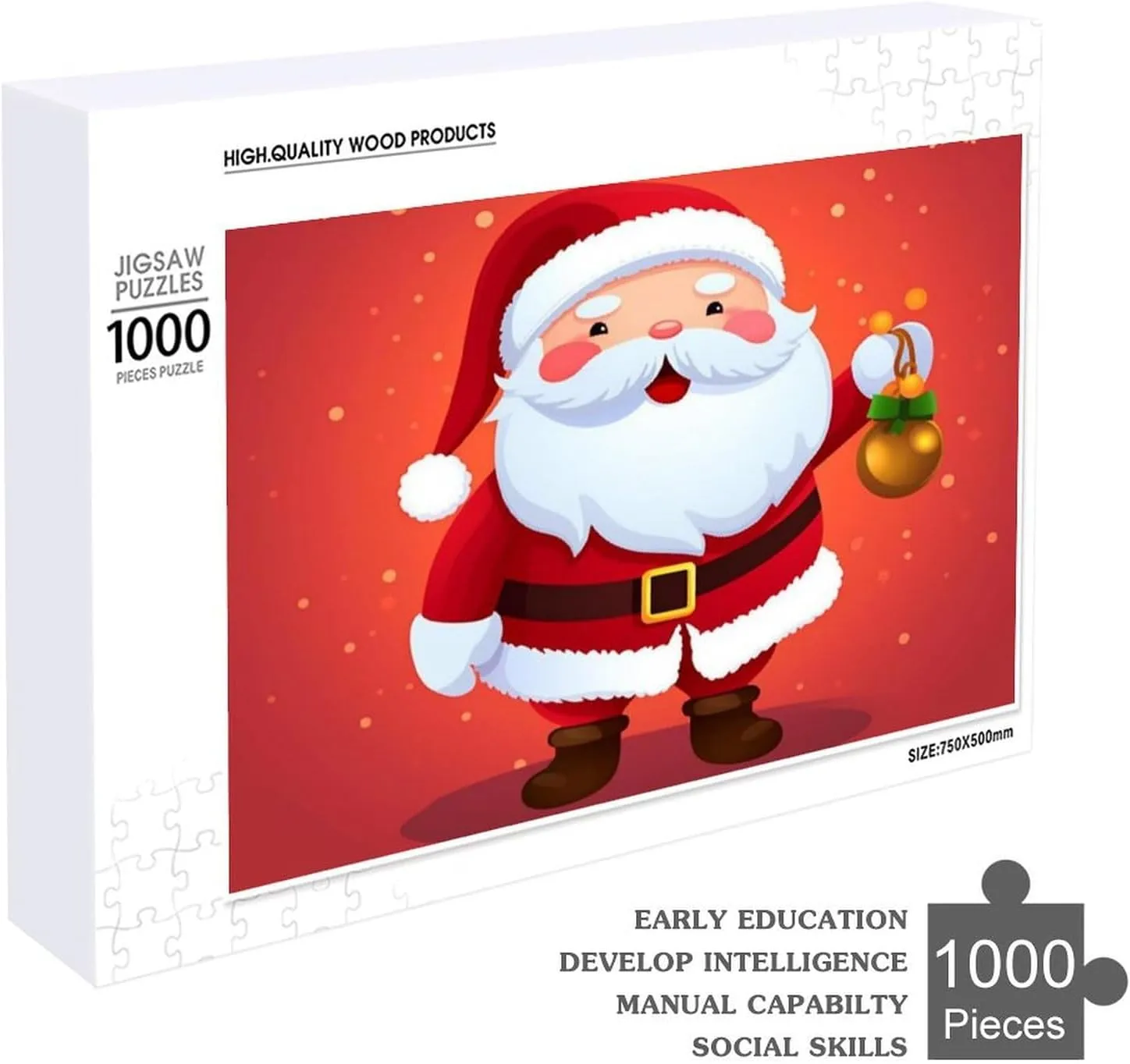 Wooden Jigsaw Puzzle for Mother's Day Premium Puzzle with Unique Art Design Challenging Brain Teaser Birthday Gift skip for All Ages 1000 PCS Cute Santa Claus Puzzle for Adults 