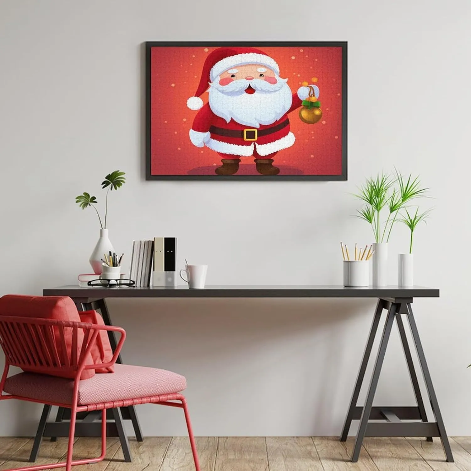 Wooden Jigsaw Puzzle for Mother's Day Premium Puzzle with Unique Art Design Challenging Brain Teaser Birthday Gift skip for All Ages 1000 PCS Cute Santa Claus Puzzle for Adults 