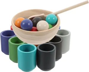 Wooden loam miner diversion landscapist fusion Color Sorting Montessori Educational Color Matching Playthings for and Safe Enhances Hand Eye Coordination Balls and Cups 1Set 