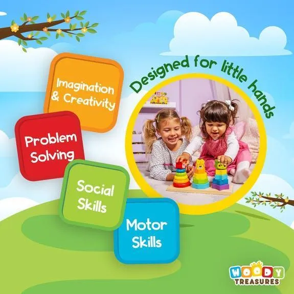 Woody Treasures Wooden Stacking Teaching Clock