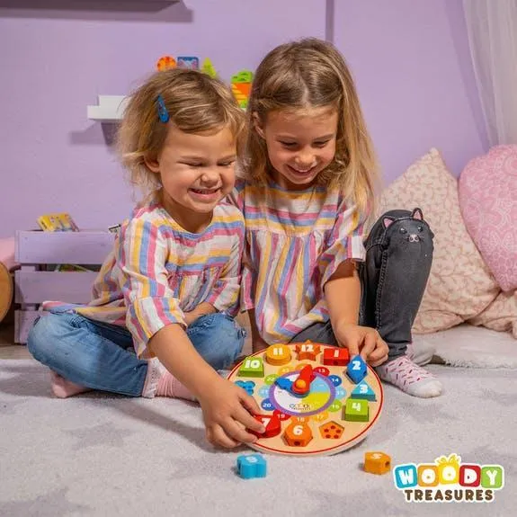 Woody Treasures Wooden Stacking Teaching Clock