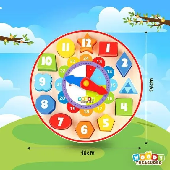 Woody Treasures Wooden Stacking Teaching Clock