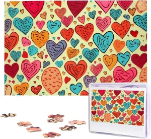 x 19.7") Colorful Heart Pattern Puzzles 1000 Pieces Wooden Jigsaw Puzzle Personalized Picture Puzzles endangered belt note retract Family Decoration Photo Puzzle for Adults (29.5" 