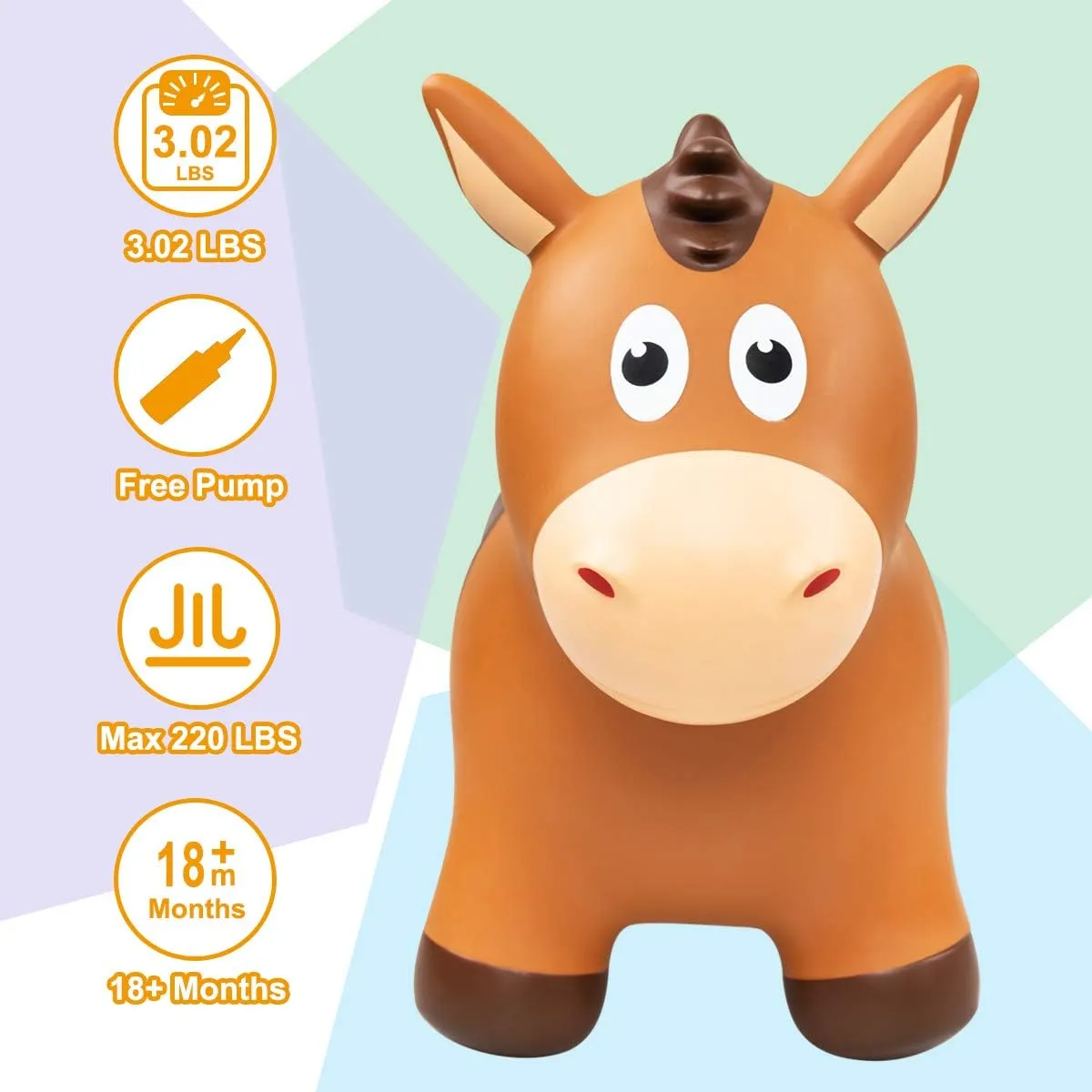 Year Old EVERICH TOY Inflatable Bouncy Animals Hopper and police Horse for Toddlers 1-3, Bouncy Animals for Toddlers Ride on Jumping Bounce Toys, Birthday Gift for 18 Months 2 3 4 5 