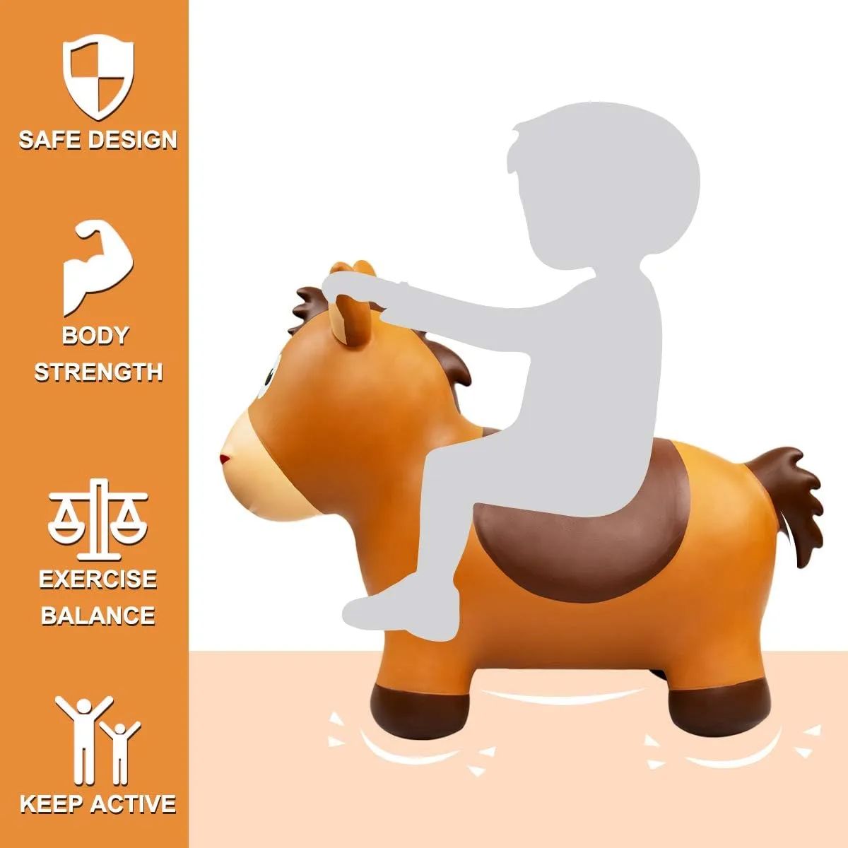 Year Old EVERICH TOY Inflatable Bouncy Animals Hopper and police Horse for Toddlers 1-3, Bouncy Animals for Toddlers Ride on Jumping Bounce Toys, Birthday Gift for 18 Months 2 3 4 5 