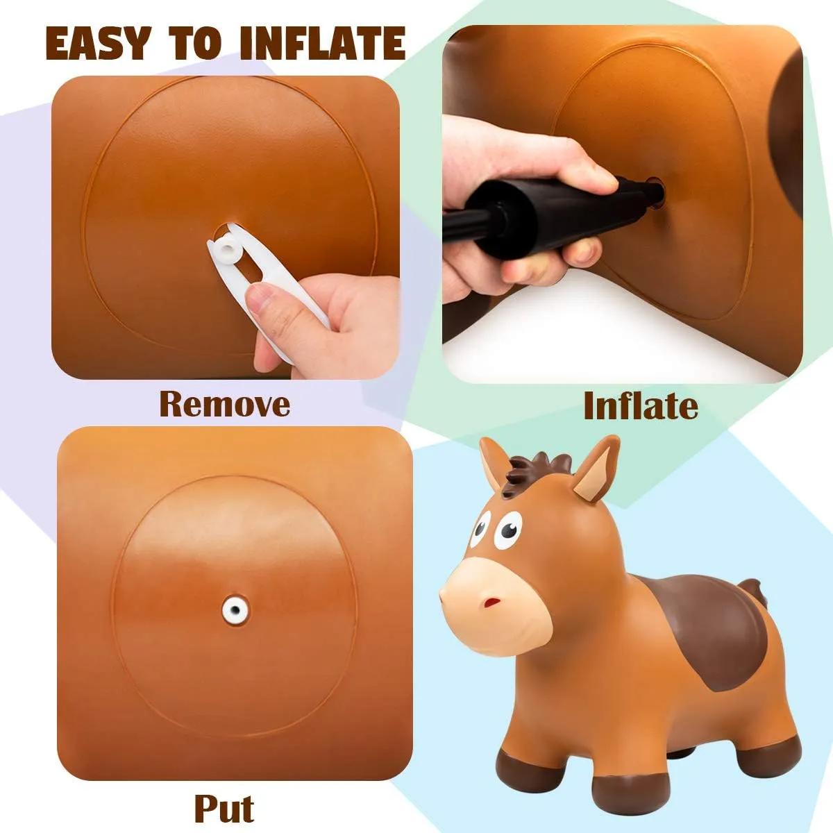 Year Old EVERICH TOY Inflatable Bouncy Animals Hopper and police Horse for Toddlers 1-3, Bouncy Animals for Toddlers Ride on Jumping Bounce Toys, Birthday Gift for 18 Months 2 3 4 5 